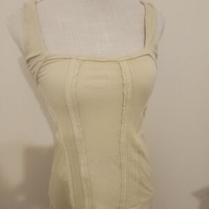 Stylish Yellow Ribbed Tank Top